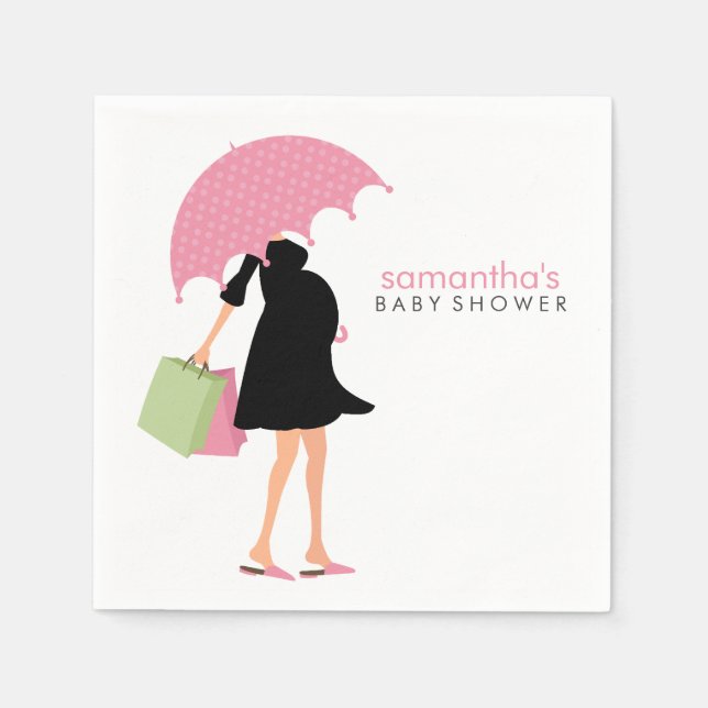 Umbrella Mommy Baby Dusche {pink} Serviette (Vorderseite)