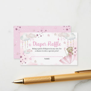 Umbrella Sprinkle Baby Teddy Bear Diaper Raffel Begleitkarte