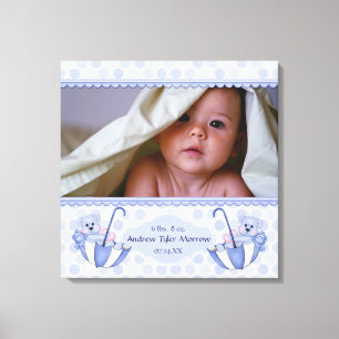 Umbrella Teddy Bear Polka Baby Canvas Print Leinwanddruck