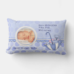 Umbrella Teddy Polka Dots Blue Foto Pillow Lendenkissen