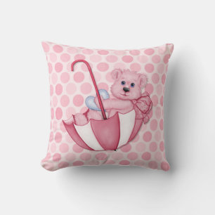 Umbrella Teddy Polka Dots Pink Keepake Pillow Kissen