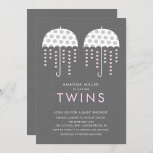 Umbrella TWINS Girls Kinderdusche Einladung