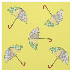 Umbrellas auf gelben Stoffen Stoff