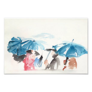 Umbrellas Original Wasserfarben Foto drucken