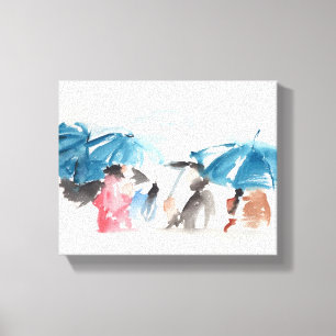 Umbrellas Original Watercolor Leinwand