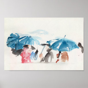 Umbrellas Original Watercolor Poster