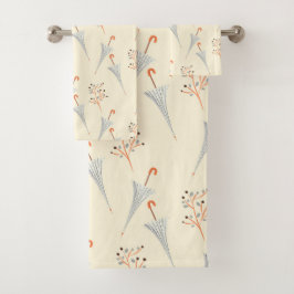 Umbrellas und Herbstblätter Badhandtuch Set