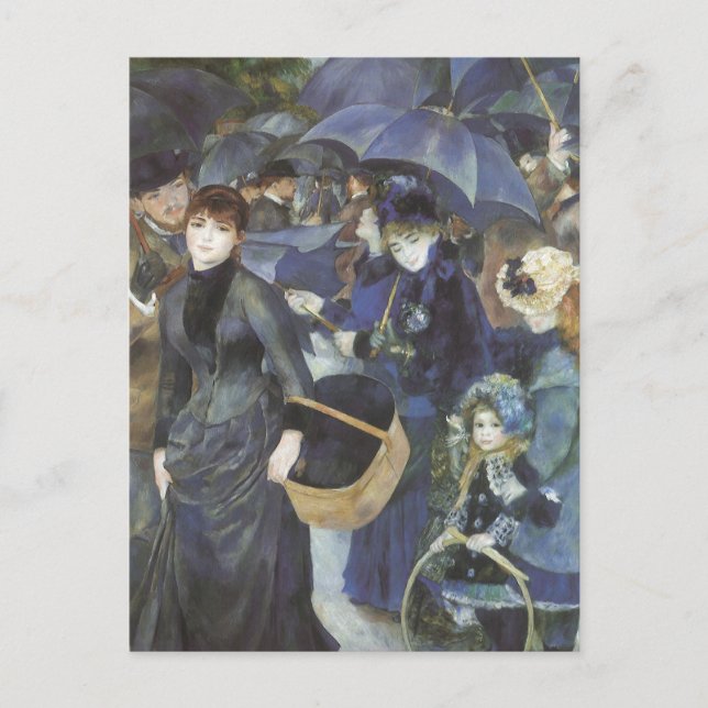 Umbrellas von Pierre Renoir, Vintager Impressionis Postkarte (Vorderseite)