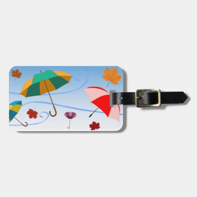UMBRELLEN UND BLÄTTER GEPÄCKANHÄNGER (Vorderseite horizontal)
