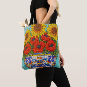 Umbria Bouquet Poppy Sonnenblume Allover Tote Tasc