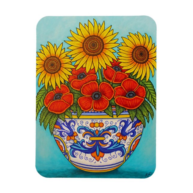 Umbria Bouquet Poppy Sonnenblume Magnet (Vertikal)
