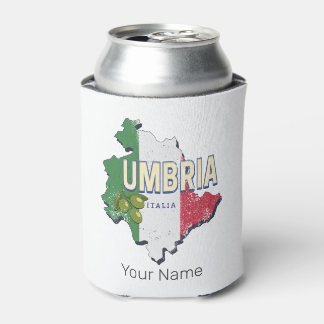 Umbrien Italien Retro Region Karte Vintag Souvenir Dosenkühler (Kanne Vorderseite)