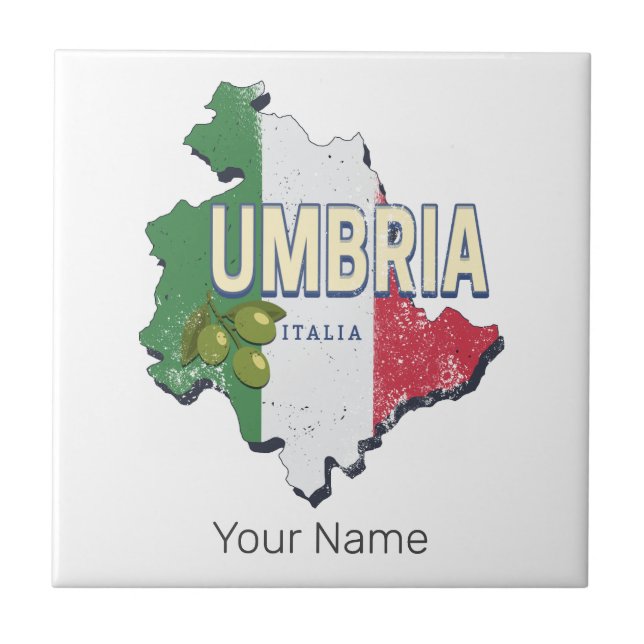 Umbrien Italien Retro Region Karte Vintag Souvenir Fliese (Vorderseite)