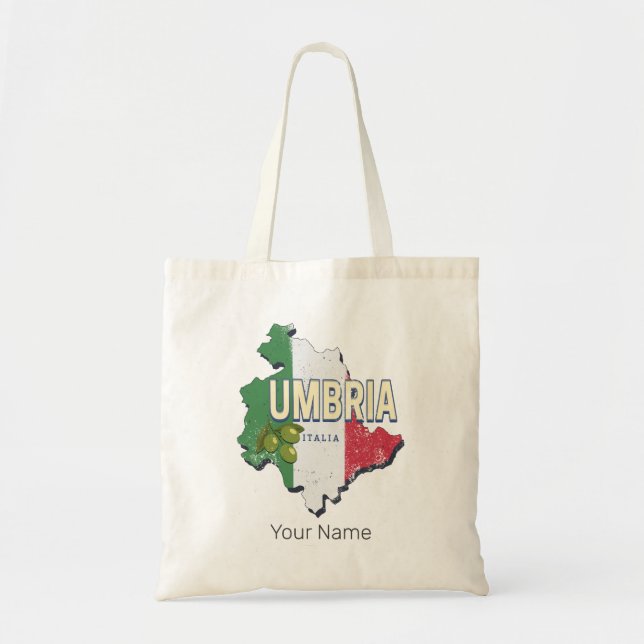 Umbrien Italien Retro Region Karte Vintag Souvenir Tragetasche (Vorne)