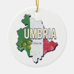 Umbrien Italien Retro-Regionskarte Vintage-Souveni Keramik Ornament