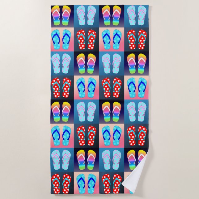 Umdreh Flop Pop Art Pattern Beach Handtuch (Vorderseite)