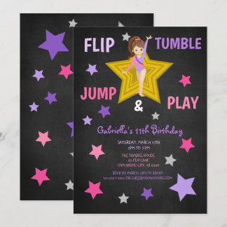Umdreh, Tumble, Jump & Play Gymnastik Geburtstag Einladung