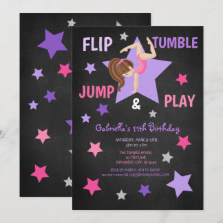 Umdreh, Tumble, Jump & Play Gymnastik Geburtstag Einladung