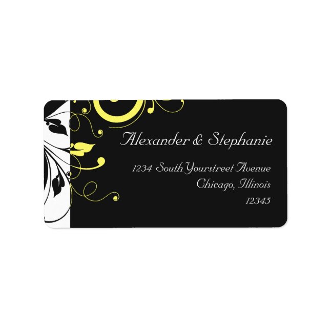 Umdrehung Schwarz/Gelb Adressaufkleber (Vorne)