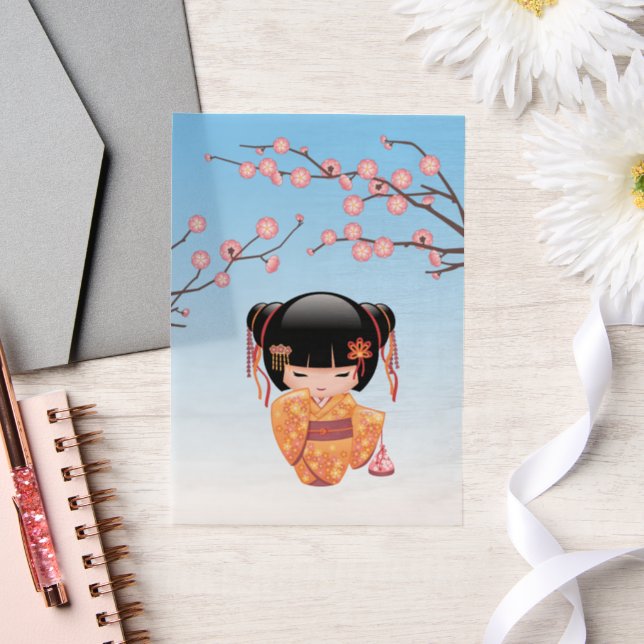 Ume Kokeshi Doll Japanisch Geisha Blue Insert (Hochzeit)