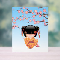 Ume Kokeshi Doll - Japanisch Geisha Girl Blue