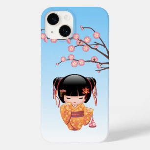 Ume Kokeshi Doll - Japanisch Geisha Girl Blue Case-Mate iPhone 14 Hülle
