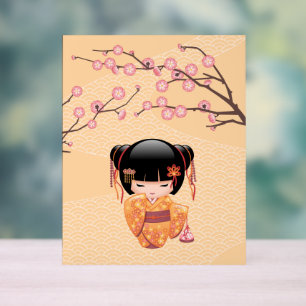 Ume Kokeshi Doll - Japanisch Peach Geisha Girl Acrylschild