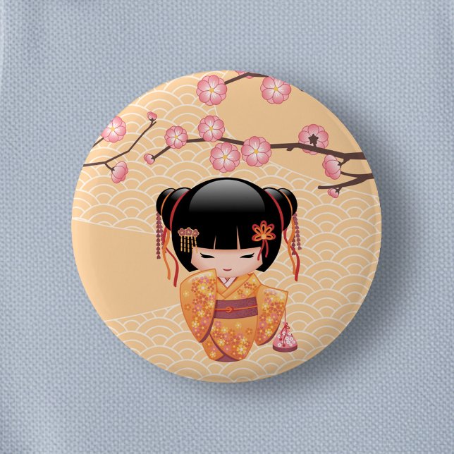Ume Kokeshi Doll - Japanisch Peach Geisha Girl Button (Von Creator hochgeladen)