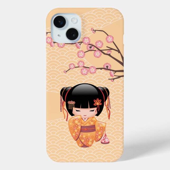 Ume Kokeshi Doll - Japanisch Peach Geisha Girl Case-Mate iPhone Hülle (Rückseite)