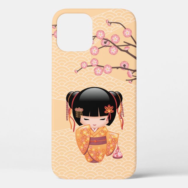Ume Kokeshi Doll - Japanisch Peach Geisha Girl Case-Mate iPhone Hülle (Rückseite)
