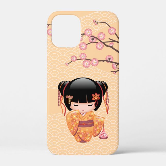 Ume Kokeshi Doll - Japanisch Peach Geisha Girl Case-Mate iPhone Hülle (Rückseite)