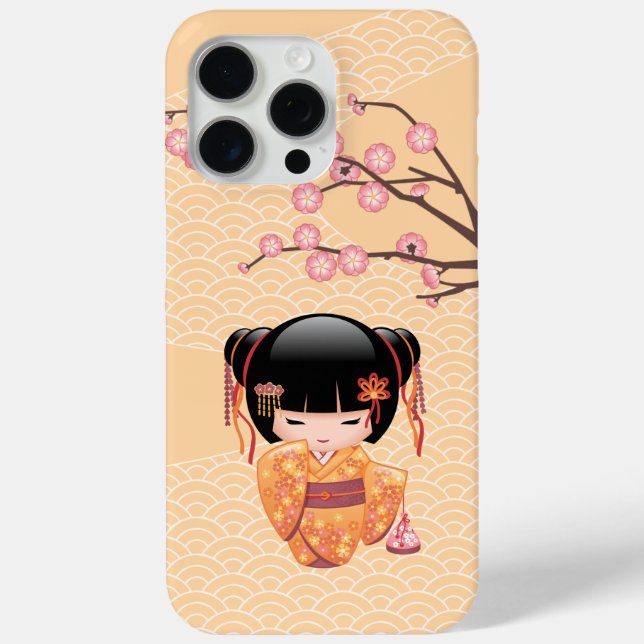 Ume Kokeshi Doll - Japanisch Peach Geisha Girl Case-Mate iPhone Hülle (Rückseite)