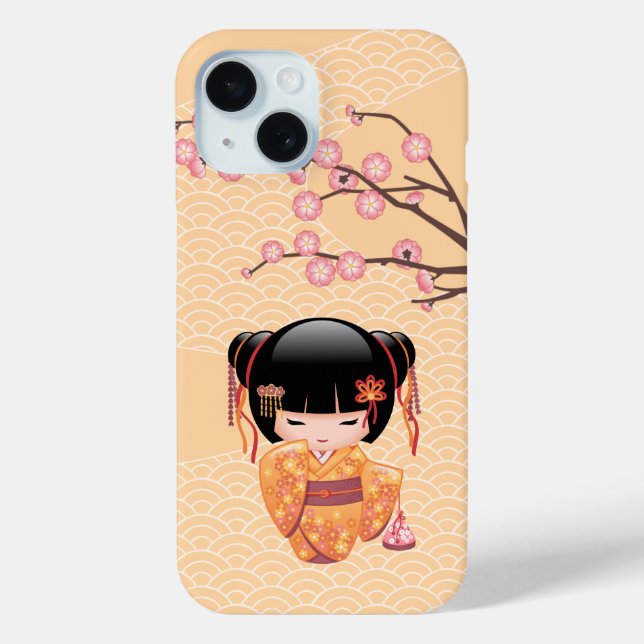 Ume Kokeshi Doll - Japanisch Peach Geisha Girl Case-Mate iPhone Hülle (Rückseite)