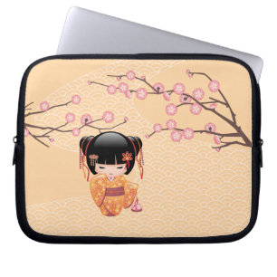 Ume Kokeshi Doll - Japanisch Peach Geisha Girl Laptopschutzhülle