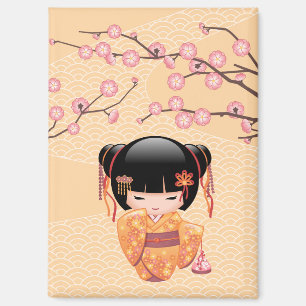 Ume Kokeshi Doll - Japanisch Peach Geisha Girl Magnet