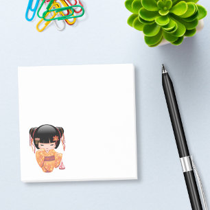 Ume Kokeshi Doll - Japanisch Peach Geisha Girl Post-it Klebezettel