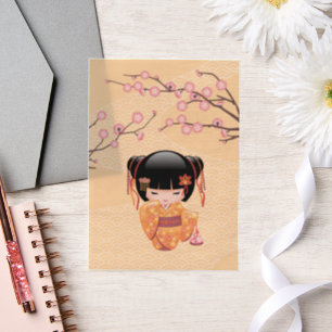 Ume Kokeshi Puppe japanische Geisha gelber Einsatz
