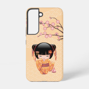 Ume Kokeshi Puppe - Japanisches Mädchen in Pfirsic Samsung Galaxy Hülle