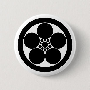 Umebachi-Stil-Pfirsichblüte im Kreis Button