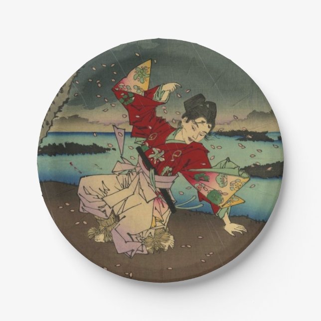 Umewaka in dem Sumida Fluss (2: 3) Pappteller (Vorderseite)