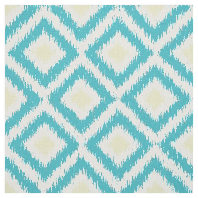 Umfangs-Aqua-Gelb Ikat Diamant-Muster Stoff (Muster)