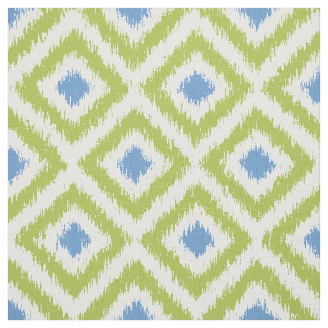 Umfangs-grünes und blaues Ikat Diamant-Muster Stoff (Muster)