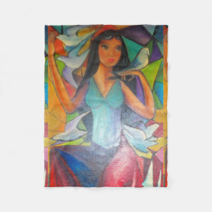 Umfassendes buntes Buntglas würdevolles Madonna Fleecedecke