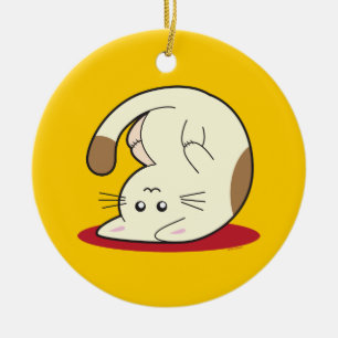 Umgedrehte Katze Keramik Ornament