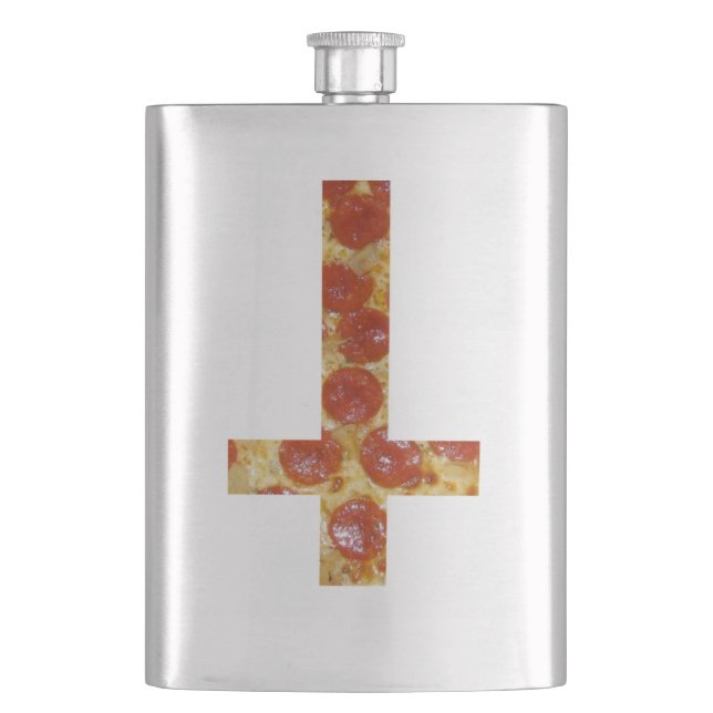Umgedrehte Pizza-Kreuz-Gut-Flasche Flachmann (Vorderseite)