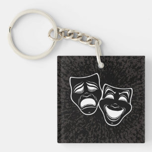 Umgekehrte Schwarz-Weiß-Komödie- und Tragödienmask Schlüsselanhänger