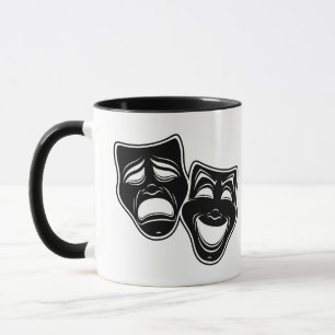 Umgekehrte Schwarz-Weiß-Komödie- und Tragödienmask Tasse