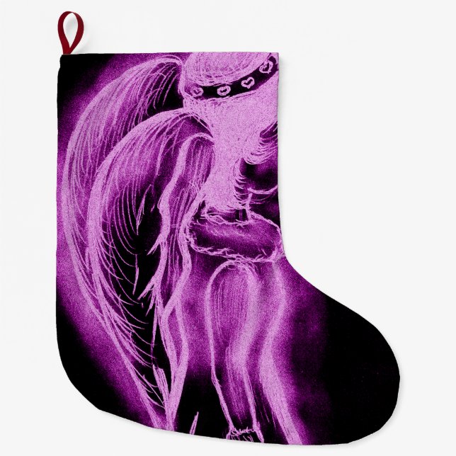 Umgekehrter Engel im Schwarzen und im Rosa Großer Weihnachtsstrumpf (Vorderseite)