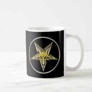 Umgekehrter Pentagram mit goldenem Ziegen-Kopf Tasse