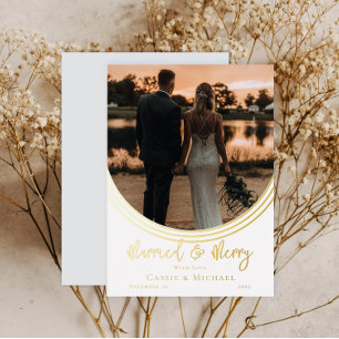 Umgekehrtes Bogen-Foto Hochzeit Verheiratet und Fr Folien Feiertagskarte